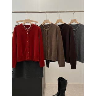 精品单!100绵羊毛!红人店378+简约针织毛衣开衫Y070