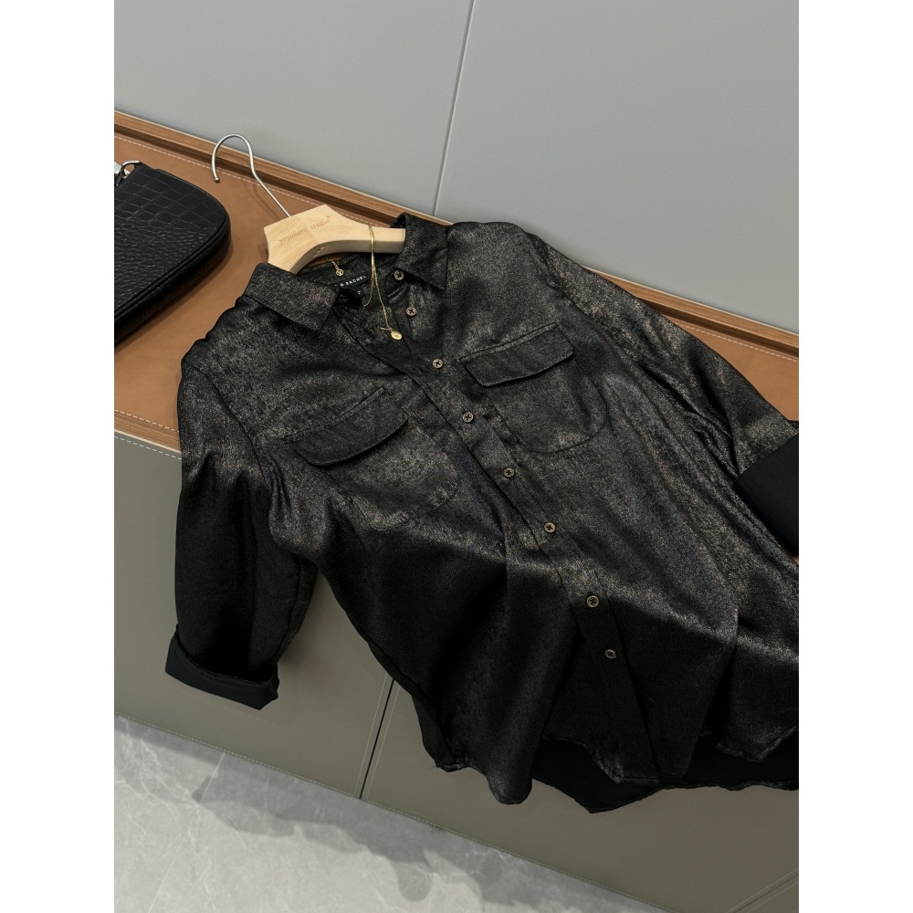 省两百多！非平替～国外商场300+长袖衬衣女开衫亮丝编织衬衫R640