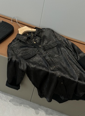 省两百多！非平替～国外商场300+长袖衬衣女开衫亮丝编织衬衫R640