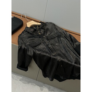 亮丝编织衬衫 省两百多 衬衣女开衫 长袖 R640 非平替～国外商场300