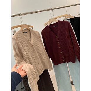 国外商场459 撤柜单 V领针织毛衣T334 牦牛毛 羊毛