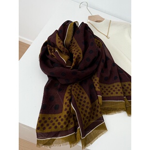 波点印花围巾U125 淘到门店229 捡漏 少量羊毛