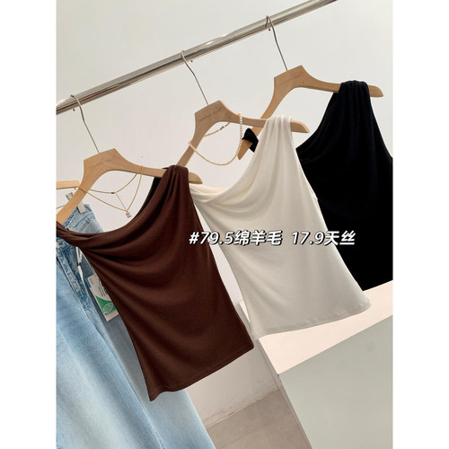 面料巨好！兰精天丝+绵羊毛！简约不规则纽结上衣Q789