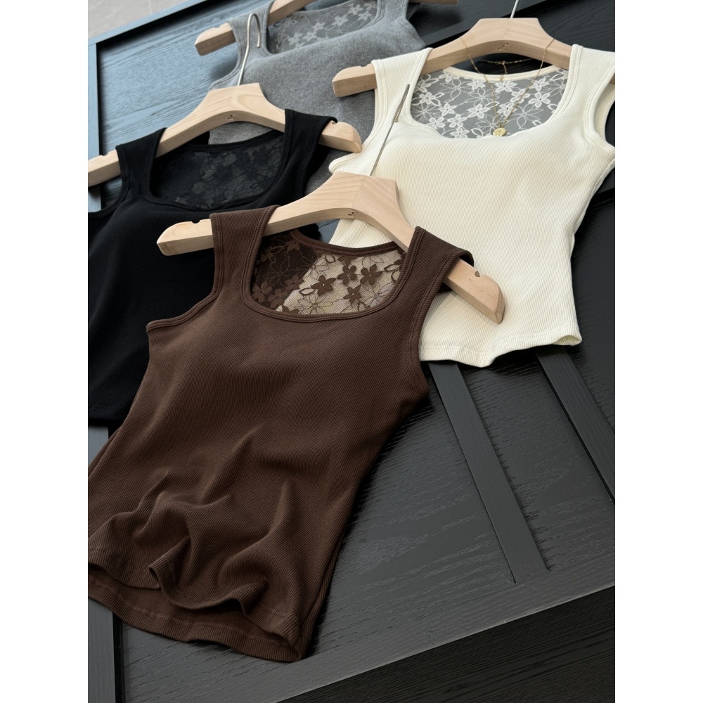 省一半！棉质抗菌面料～红人店89+蕾丝美背背心 自带胸垫R389