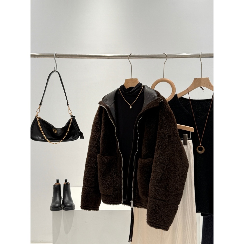 捡漏！省大几百！糕端品质绒短外套女双面穿上衣加绒皮质外套