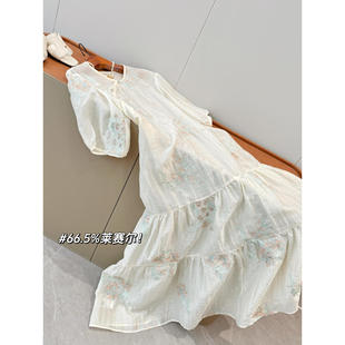 莱赛尔混纺!捡漏!红人店359苏绣新中式斜门襟绣花连衣裙Q996