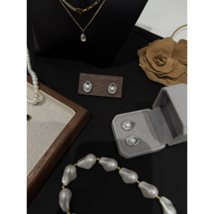 气质珍珠耳钉Q341 红人店189 天然淡水珍珠 近正圆