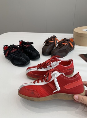 捡漏！复古红色德训鞋撞色脏脏鞋情侣款阿甘鞋运动户外休闲鞋R448