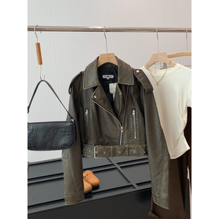 皮衣R742 领皮夹克短外套女上衣机车风短款 捡漏 淘到门店529西装