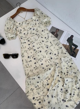 捡漏！淘到国外商场290+方领泡泡袖碎花裙夏季法式印花连衣裙N430