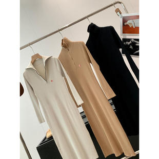 捡漏 休闲长裙女裙子立领针织连衣裙R835 淘到门店299简约长袖