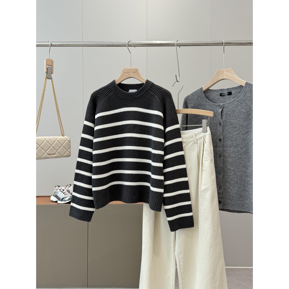 羊毛混纺！省两百多！国外商场299+羊毛衫针织衫重磅条纹毛衣R690