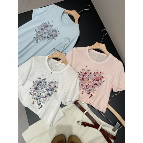 精品单！同品质189+刺绣印花正肩T恤W247