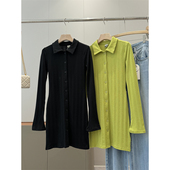 捡漏 连衣裙R410 针织长裙翻领长袖 非平替～国外商场249 早秋季