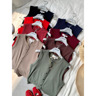 上衣辣妹针织背心开衫 捡漏 宽松舒适无袖 夏季 Q274 淘到国外159