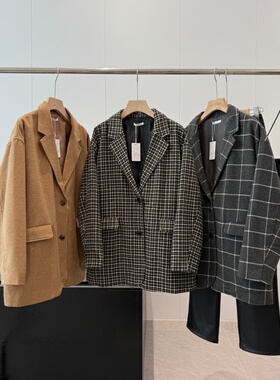 捡漏！20羊毛！淘到国外319+复古格纹毛呢西装外套S106