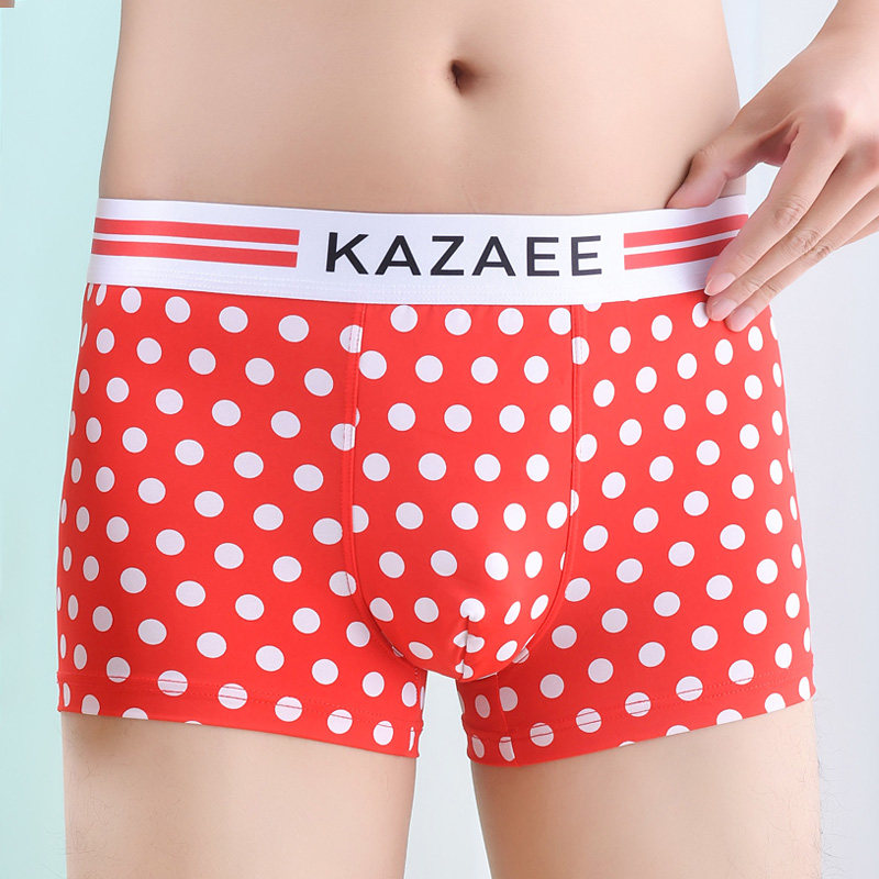 男士波点内裤纯棉裆夏季薄款冰丝短裤男生裤衩性感裤头平角红色式,女士内衣/男士内衣/家居服,男平角内裤,淘宝优惠券,粉丝福利购,淘宝优惠卷