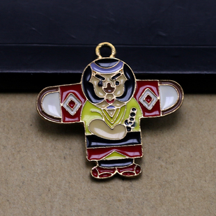 亚马逊爆款 彩色滴釉吊坠日系相扑手摔跤大汉个性服饰品项链吊坠
