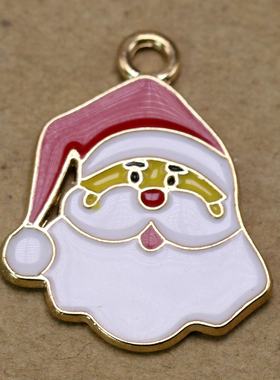 速卖通eBay爆款圣诞系列彩色滴油圣诞老人头项链吊坠挂件厂家销售