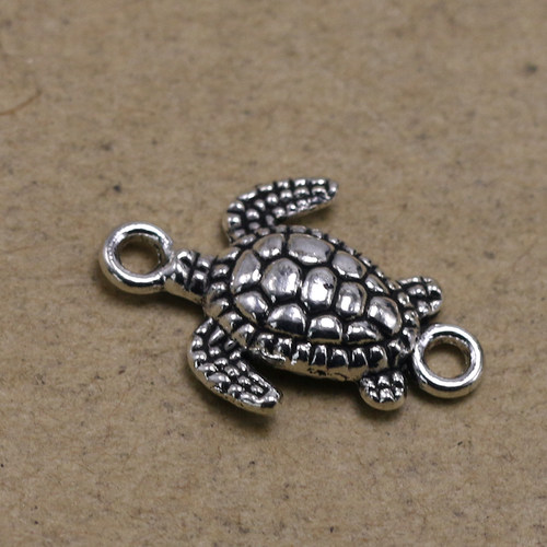 diy合金小乌龟项链吊饰手工古银