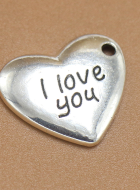 diy手工材料 合金饰品配件 I love you桃心形字母挂件吊坠