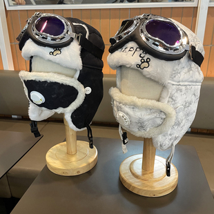 儿童帽子冬季加绒加厚皮质雷锋帽男童护耳防风大童骑行防寒保暖帽