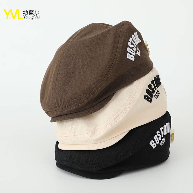 韩国儿童反戴蓓蕾帽子洋气字母刺绣前进帽男童女童贝雷宝宝春秋款