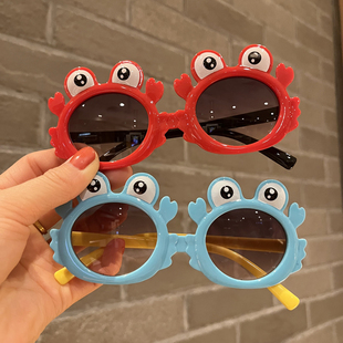儿童墨镜女童可爱太阳镜防紫外线宝宝墨镜男童螃蟹卡通镜玩具潮