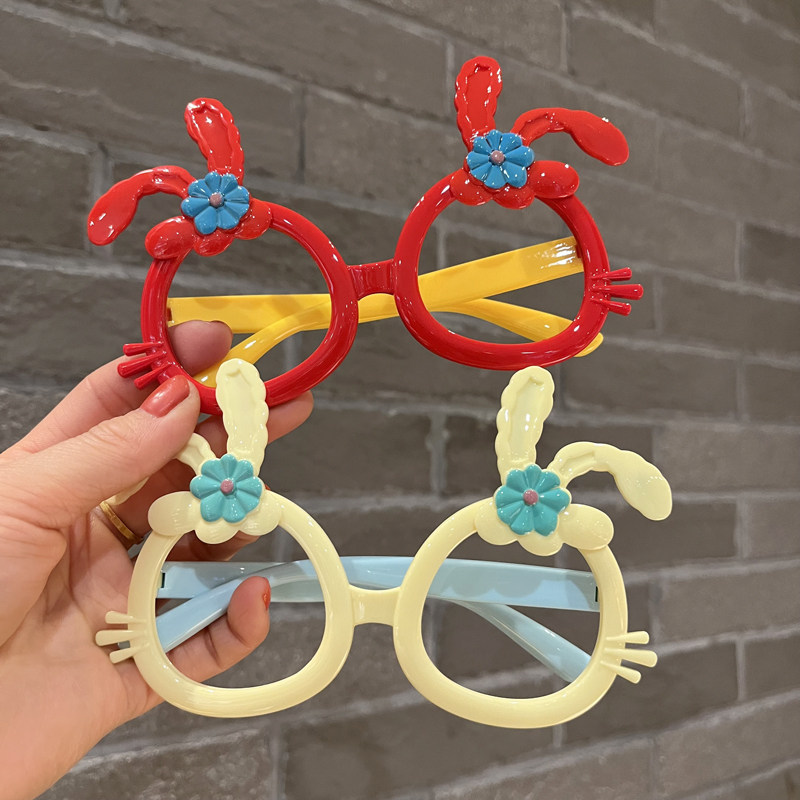 韩版宝宝硅胶软腿镜框儿童眼镜框女童小可爱兔超萌拍照眼镜装饰潮