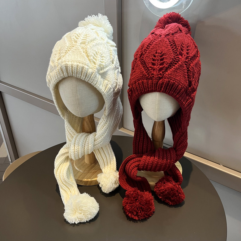 儿童帽子宝宝保暖加厚毛线针织围巾一体帽女童防风护耳围脖两件套,童装/婴儿装/亲子装,帽子,淘宝优惠券,粉丝福利购,淘宝优惠卷