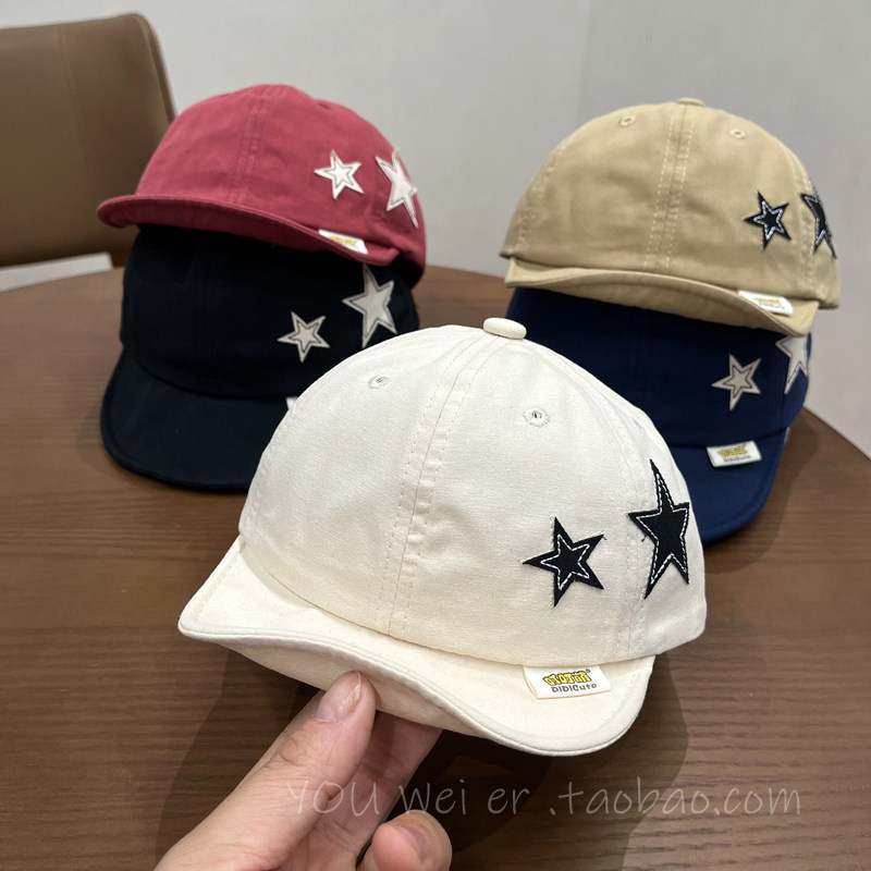 婴儿帽子春夏款女童五星软檐鸭舌帽婴幼儿男宝宝遮阳棒球帽薄款潮