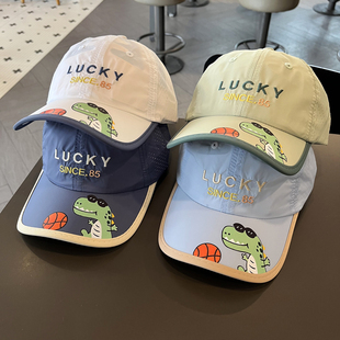 韩版儿童帽子速干卡通恐龙棒球帽春夏男童宝宝遮阳防晒鸭舌帽夏季