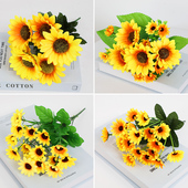 小向日葵仿真花摆件太阳花假花摆设工程花塑料小花束客厅餐桌装 饰