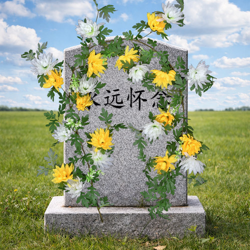 仿真菊花假花祭祀扫墓碑祭祀装饰