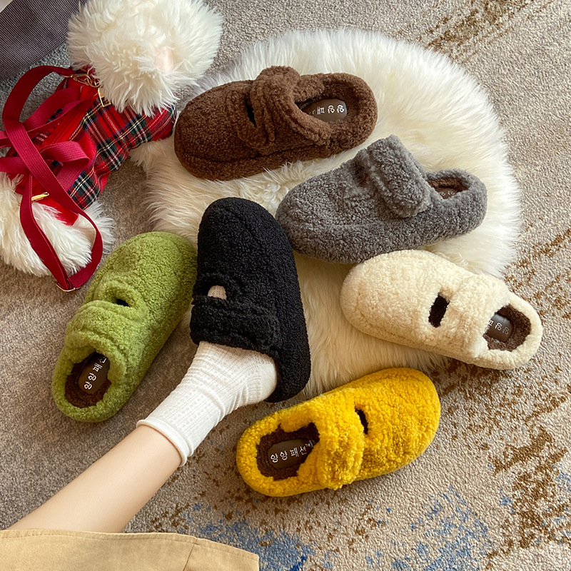 厚底羊羔毛毛拖鞋女外穿2025年