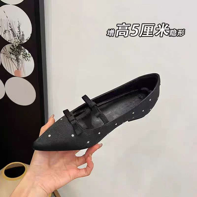 法式内增高尖头芭蕾玛丽珍鞋