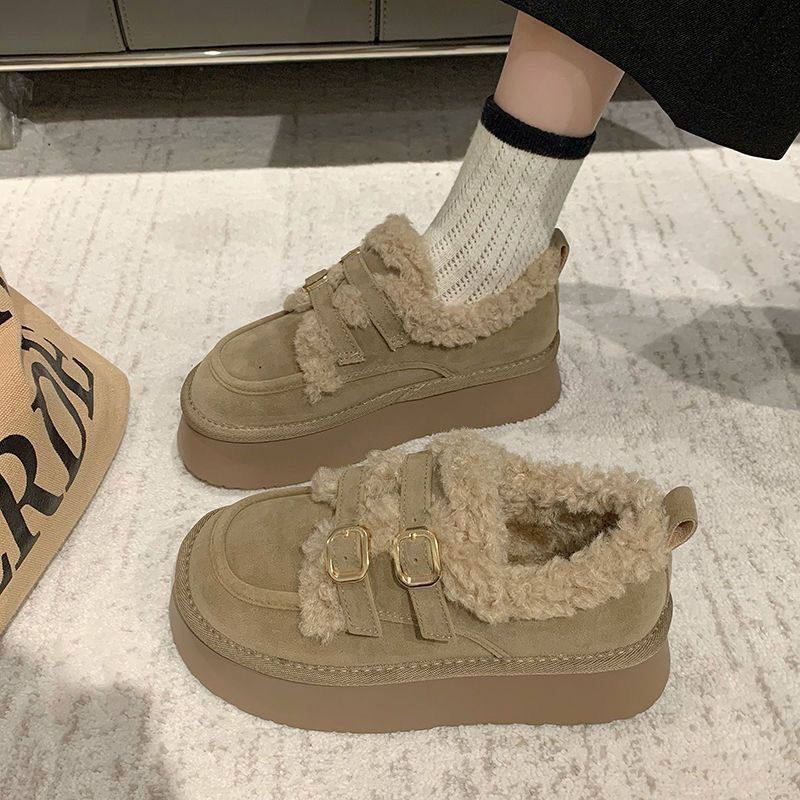 厚底加绒豆豆勃肯鞋女2025新款秋冬季乐福鞋博肯棉鞋子毛毛雪地靴,女鞋,时尚雪地靴,淘宝优惠券,粉丝福利购,淘宝优惠卷