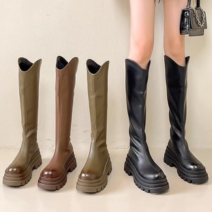 显瘦不过膝靴子女长筒靴2025年秋冬季 高跟厚底骑士瘦瘦靴潮女 新款