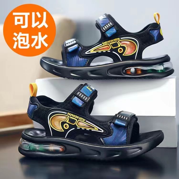 真皮男童凉鞋2025夏季新款小学生中大童软底防滑气垫防臭可湿水沙