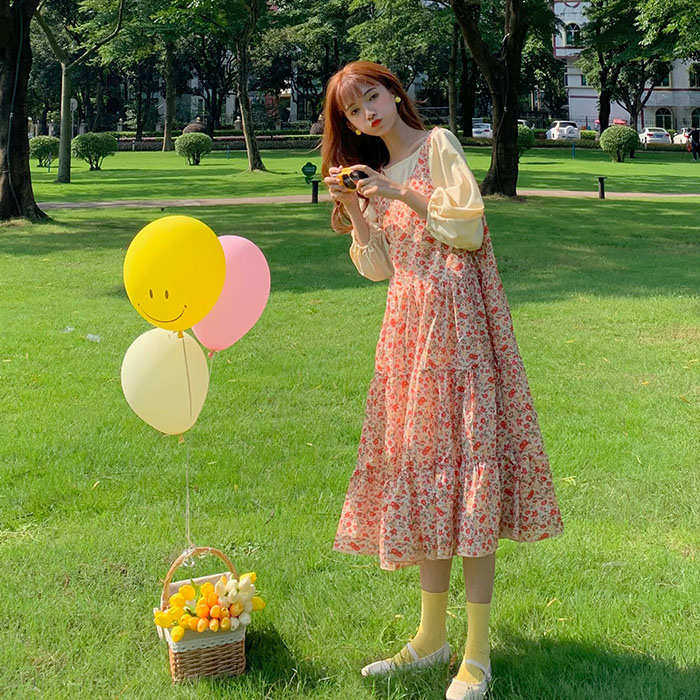 2020 new pattern summer Women's wear Korean Edition Easy Sleeveless Dress Broken flowers Vest skirt temperament Mid length version skirtin the Play mode/Anime/Periphery/cos/Board games ,  Cosplay Apparel/Props/Service ,  Cosplay Women  category - from Buy2taobao.com to provide professional Taobao agent buy service
