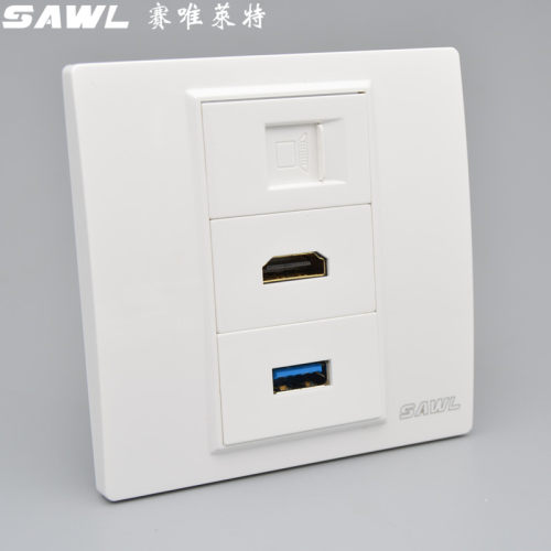 86型网络USB插座免打线电脑带4K高清HDMI电视3.0USB数据延长面板