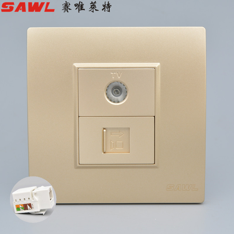 电视加电脑面板网线六类网口网插座有线网络86型tv闭路电视暗装插