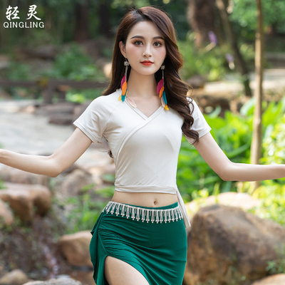 肚皮舞蹈练功服装上衣女东方舞新款春夏装莫代尔棉透气古典现代