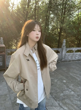 包运费险 美式复古潮流时尚款翻领春秋外套宽松工装休闲长袖夹克