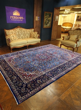 FERDOWS地毯 进口手工编织羊毛蓝色波斯风情欧式美式地中海风法式