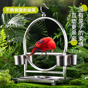 鸟站架鹦鹉鸟站架子小型大型不锈钢鸟架训鸟站架桌面落地鸟架脚新