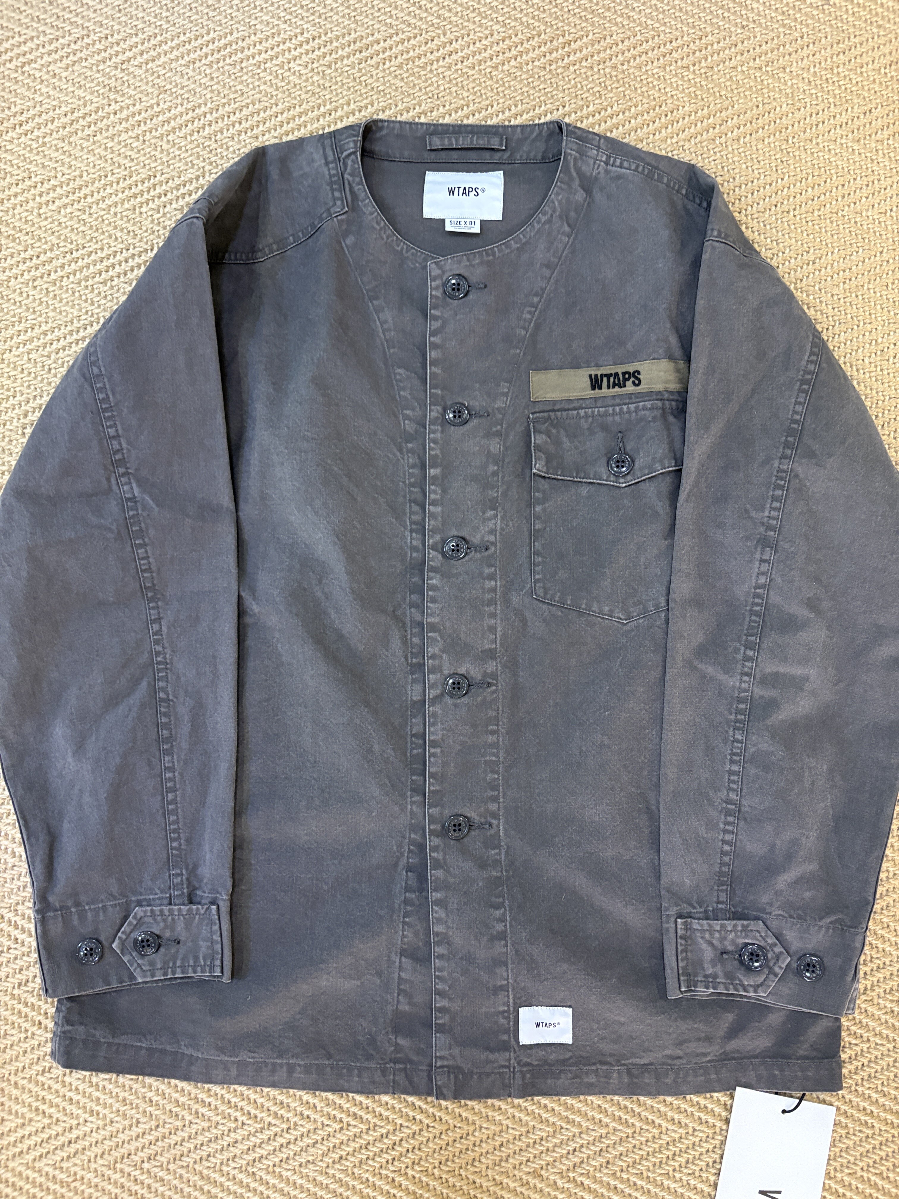 WTAPS 20SS SCOUT LS水洗蜡染无领单袋衬衫外套