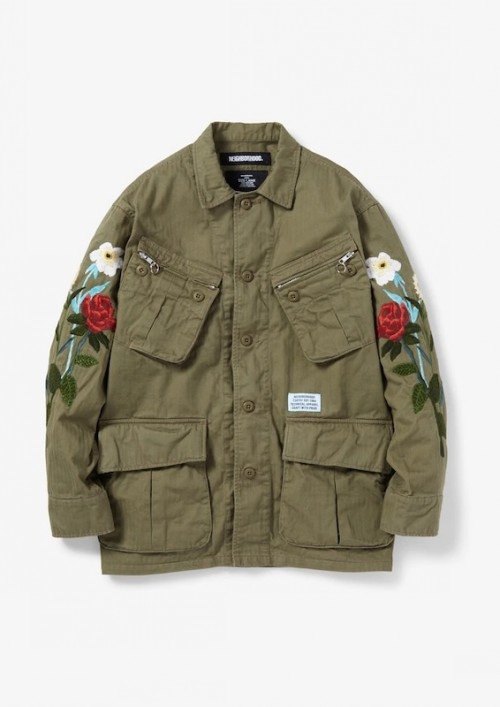 NEIGHBORHOOD COMBAT/C-JKT NBHD 玫瑰刺绣工装夹克 20SS