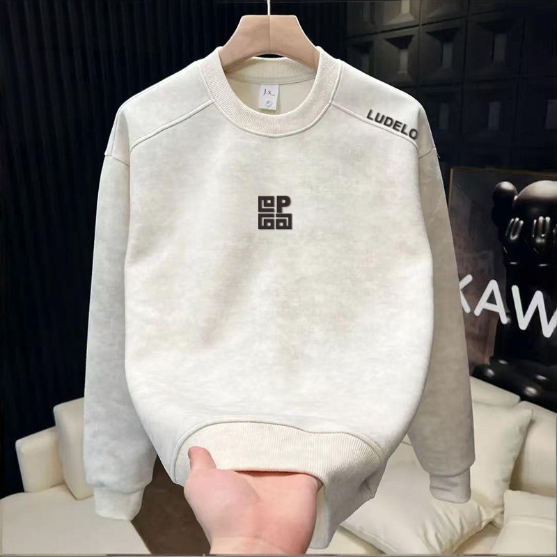 美式扎染设计感字母印花男士卫衣秋冬季潮牌休闲百搭男款长袖上衣