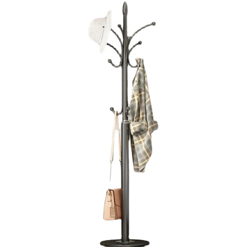 Metal Coat Rack Stand Satin Steel Stable Hooks Tree Hat Coat
